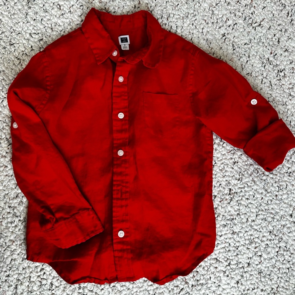 Janie & Jack LS Linen Convertible Button Down Shirt